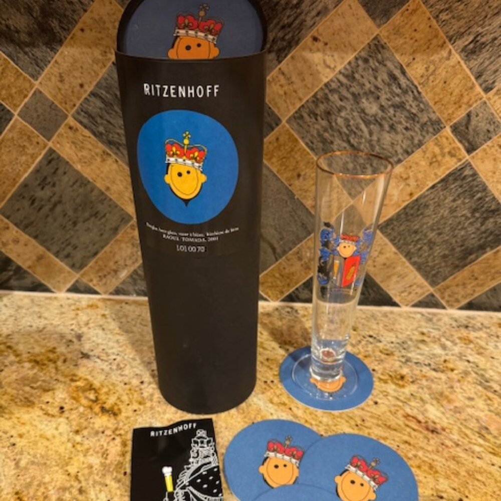Ritzenhoff Pilsner w/5 Coasters – Raoul Tomada 2001 - NEW (never used)